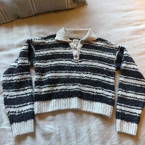 Maeve Black and Cream Striped Sweater